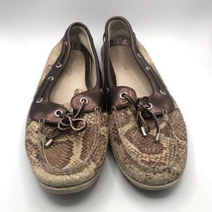 SPERRY LEATHER SNAKE PRINT BOAT SHOES